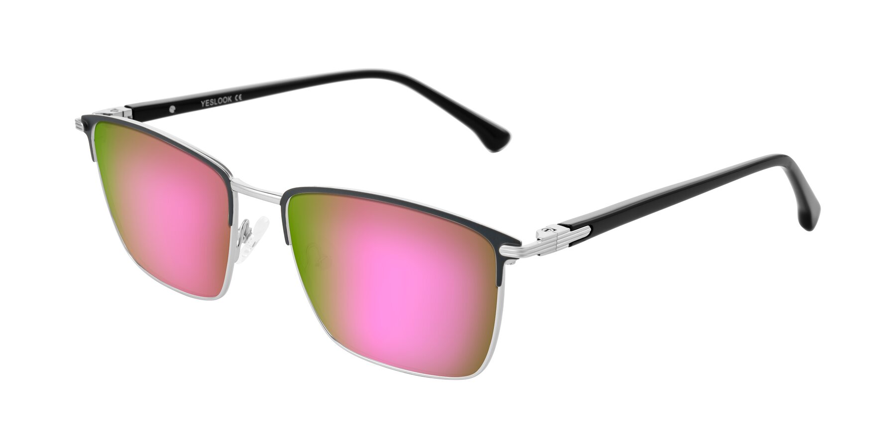 Angle of Casaku in Dark Gray/Silver with Pink Mirrored Lenses