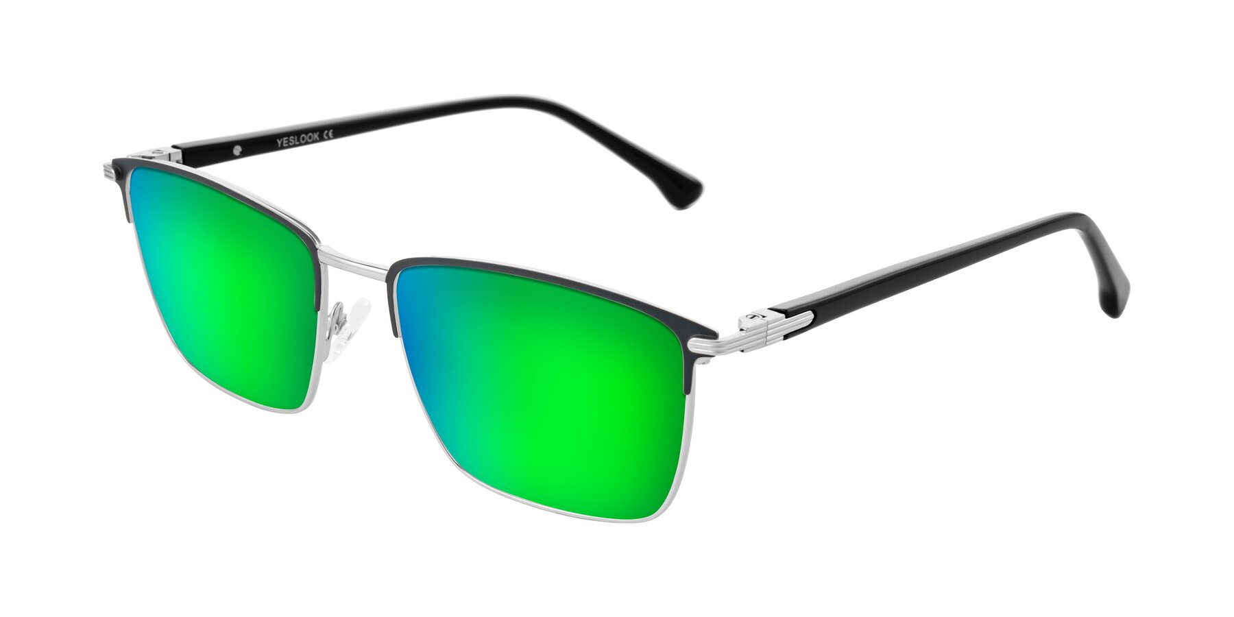 Angle of Casaku in Dark Gray/Silver with Green Mirrored Lenses