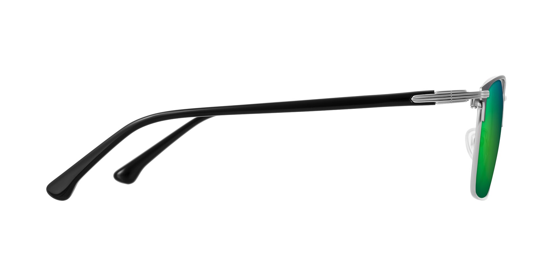 Side of Casaku in Dark Gray/Silver with Green Mirrored Lenses