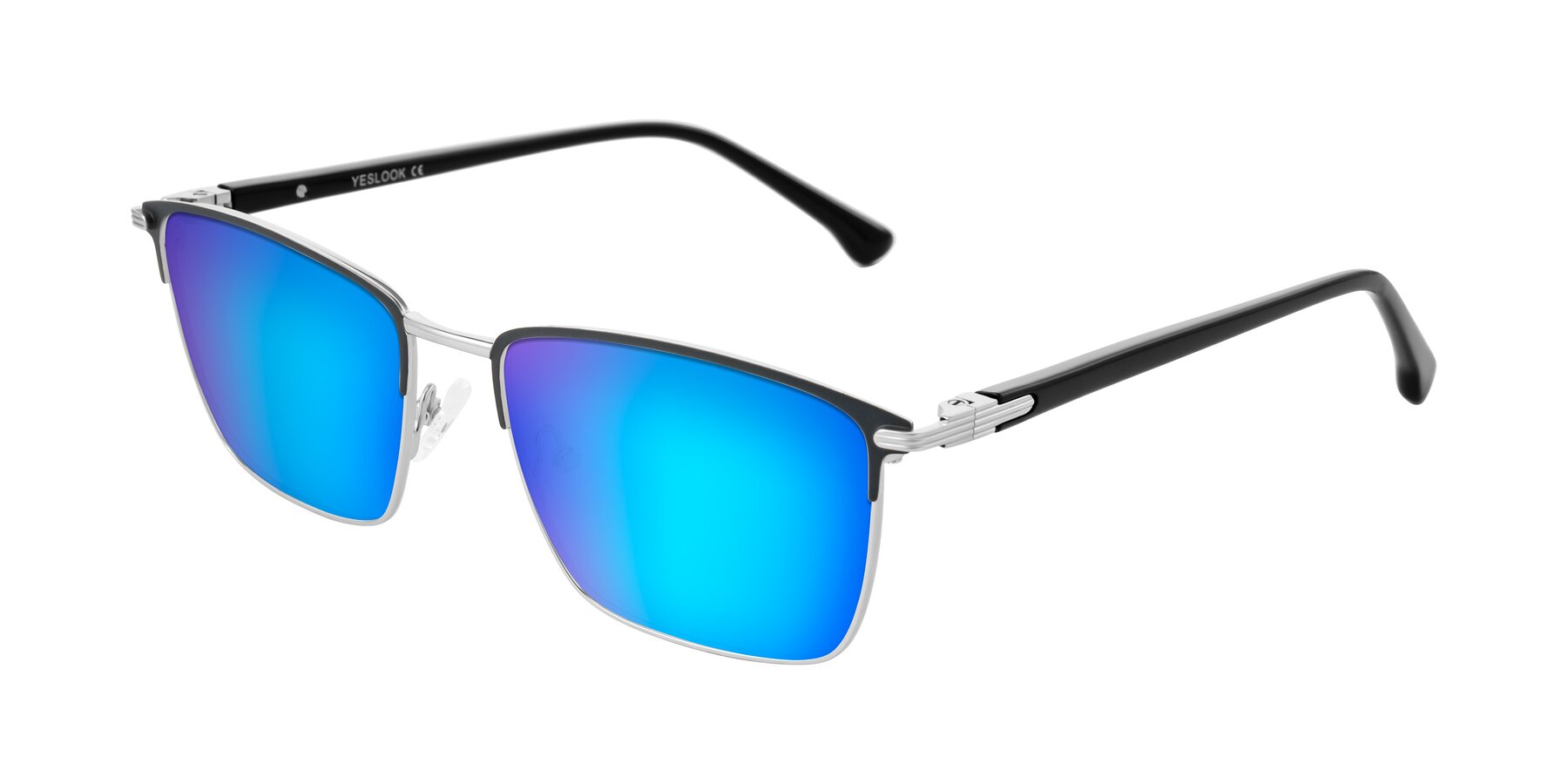 Angle of Casaku in Dark Gray/Silver with Blue Mirrored Lenses