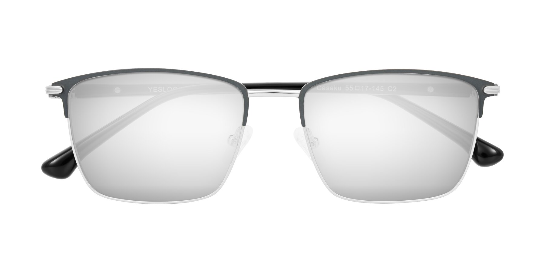 Folded Front of Casaku in Dark Gray/Silver with Silver Mirrored Lenses