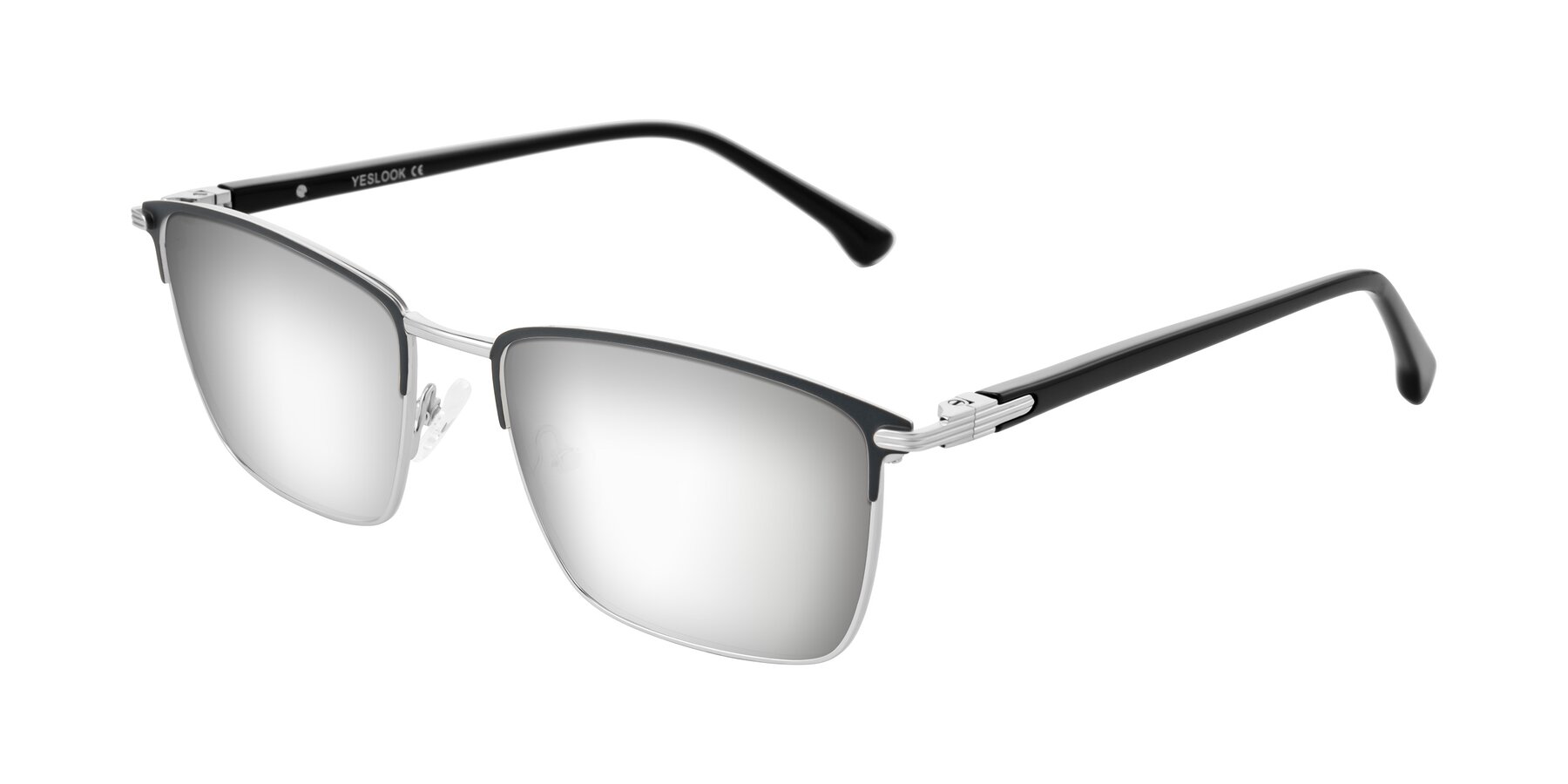 Angle of Casaku in Dark Gray/Silver with Silver Mirrored Lenses