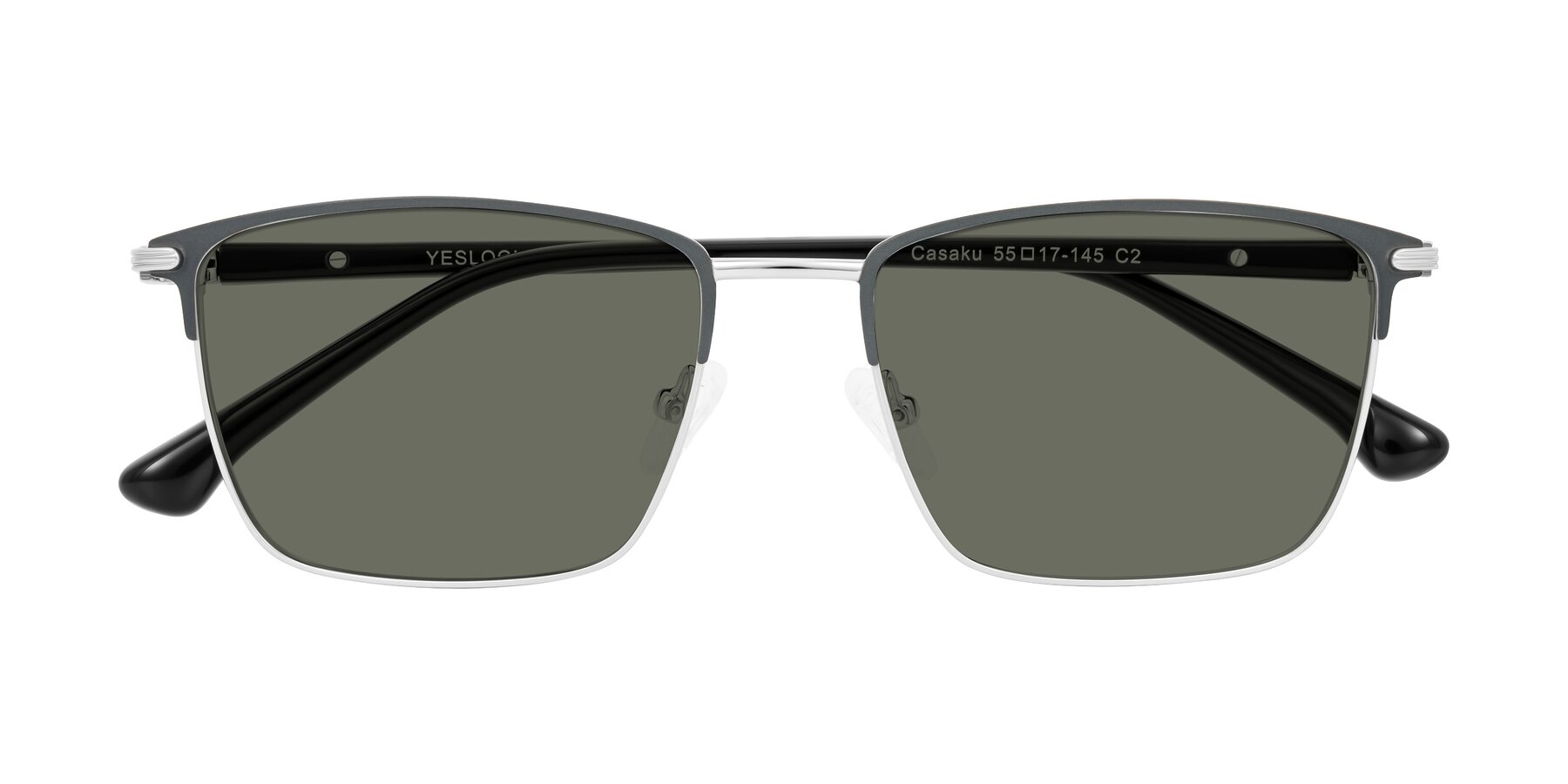 Folded Front of Casaku in Dark Gray/Silver with Gray Polarized Lenses