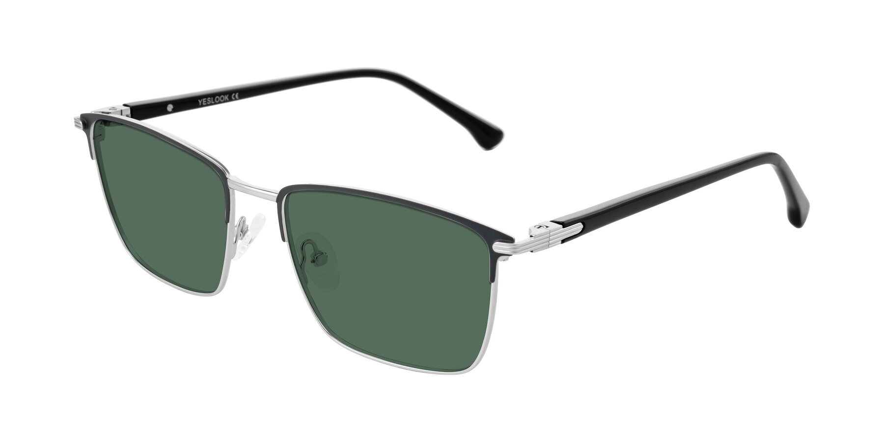 Angle of Casaku in Dark Gray/Silver with Green Polarized Lenses