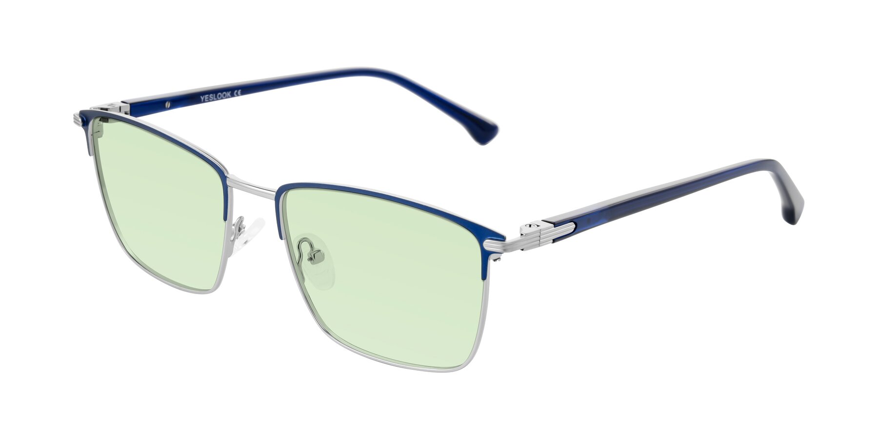 Angle of Casaku in Blue/Silver with Light Green Tinted Lenses