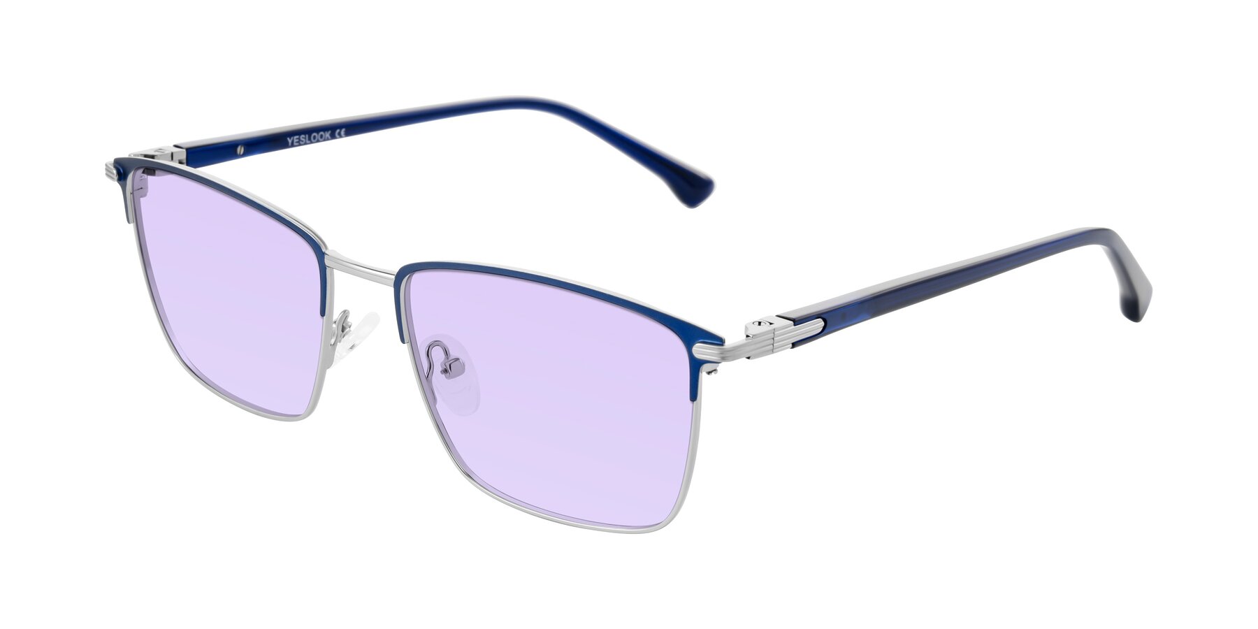 Angle of Casaku in Blue/Silver with Light Purple Tinted Lenses