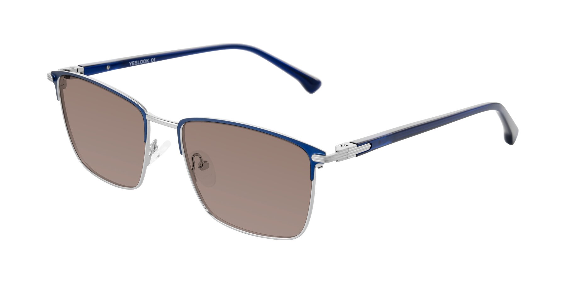 Angle of Casaku in Blue/Silver with Medium Brown Tinted Lenses