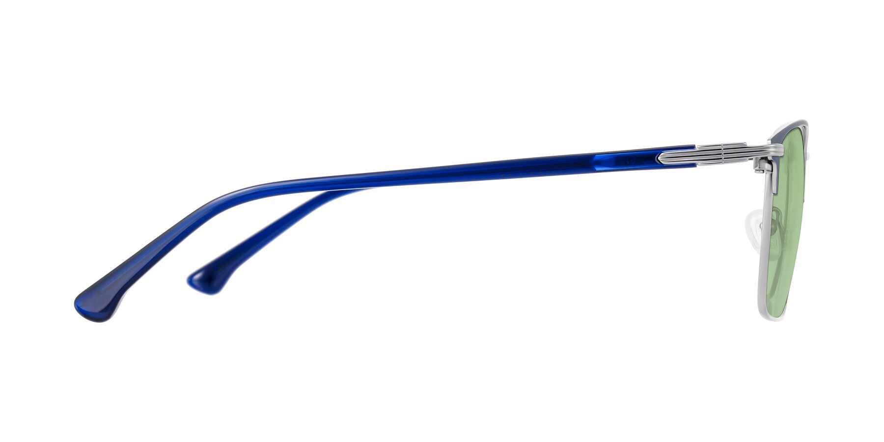 Side of Casaku in Blue/Silver with Medium Green Tinted Lenses
