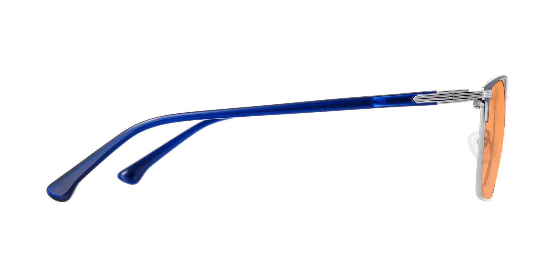 Side of Casaku in Blue/Silver with Medium Orange Tinted Lenses