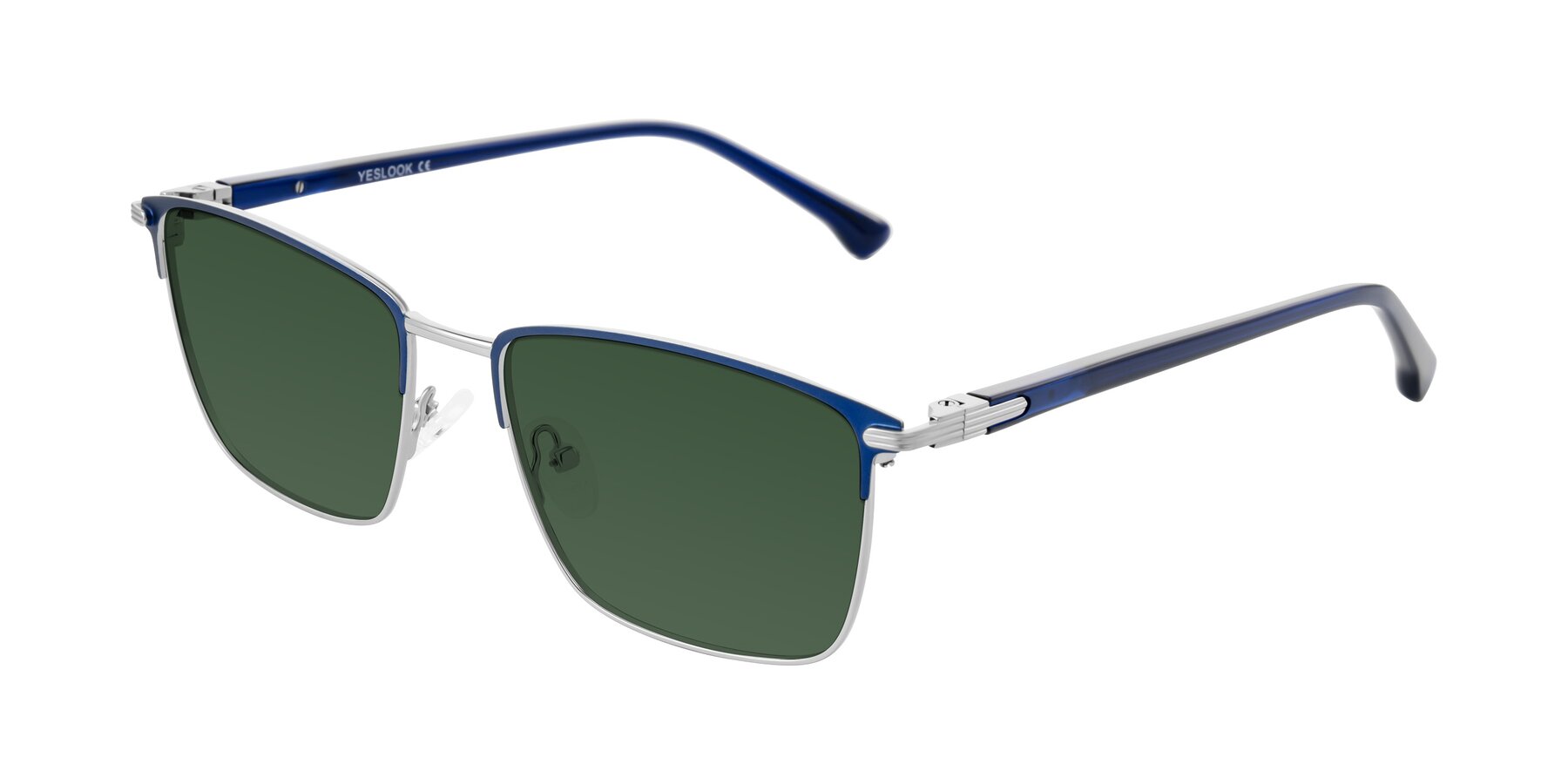 Angle of Casaku in Blue/Silver with Green Tinted Lenses