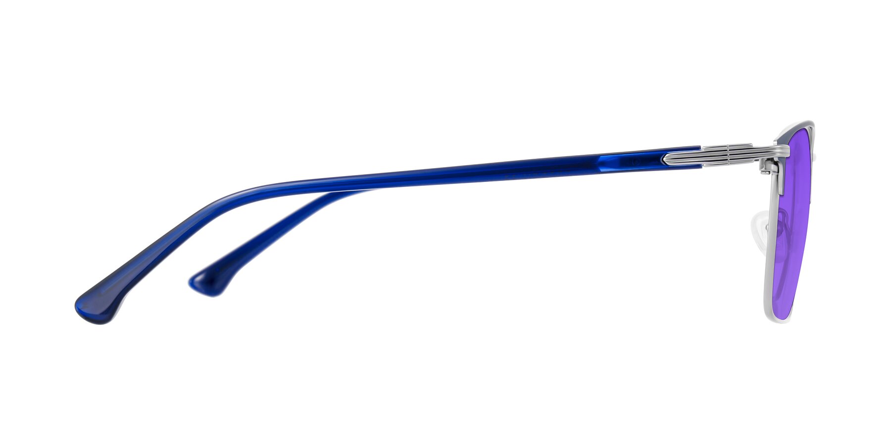Side of Casaku in Blue/Silver with Purple Tinted Lenses