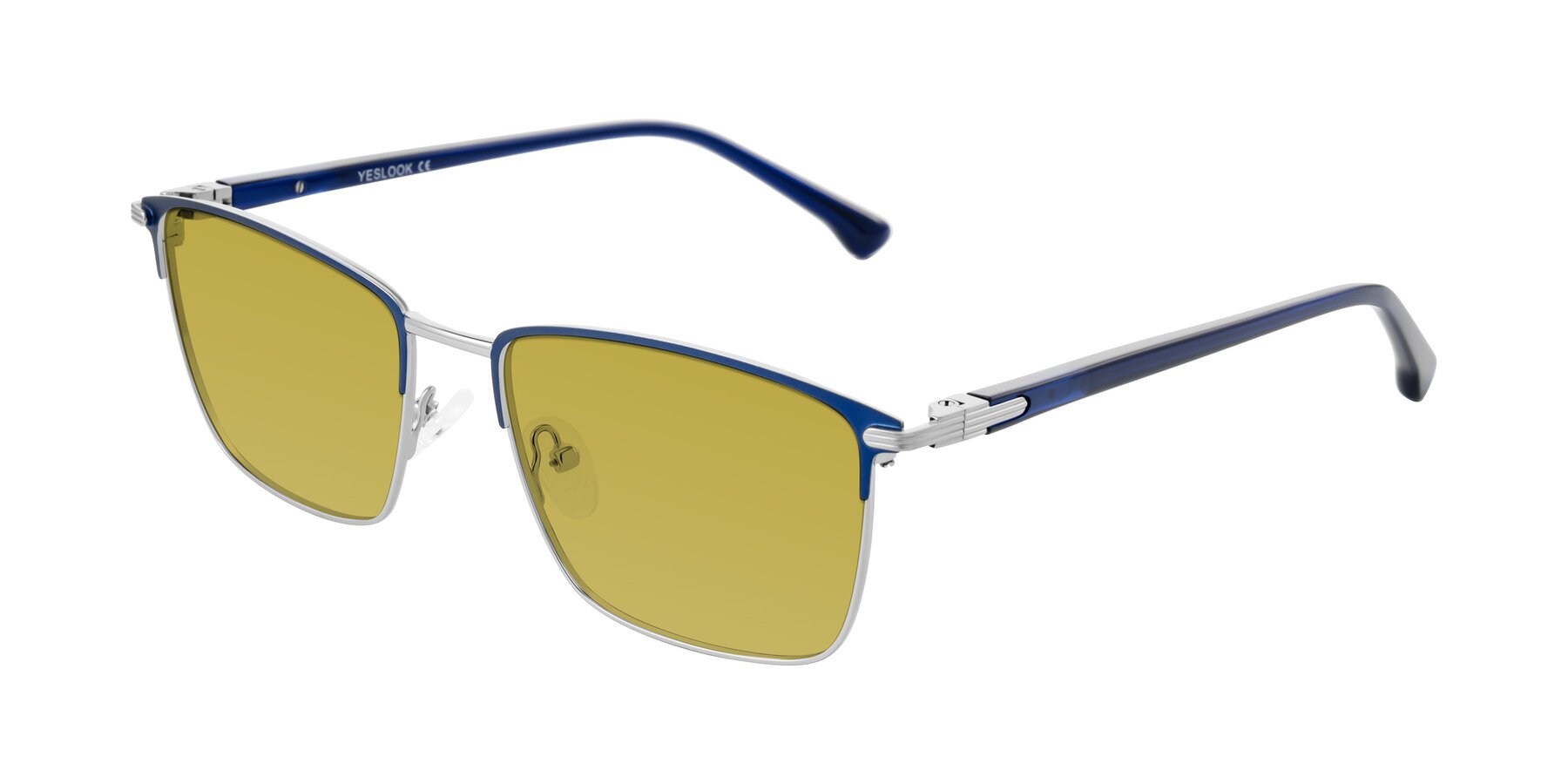 Angle of Casaku in Blue/Silver with Champagne Tinted Lenses