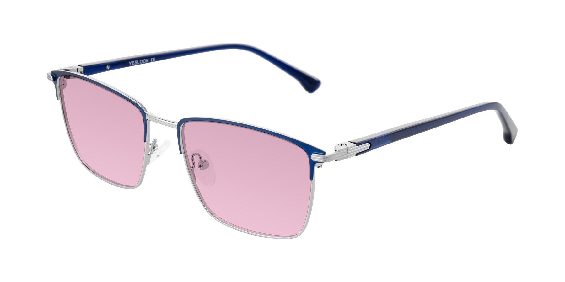 Angle of Casaku in Blue/Silver with Light Wine Tinted Lenses