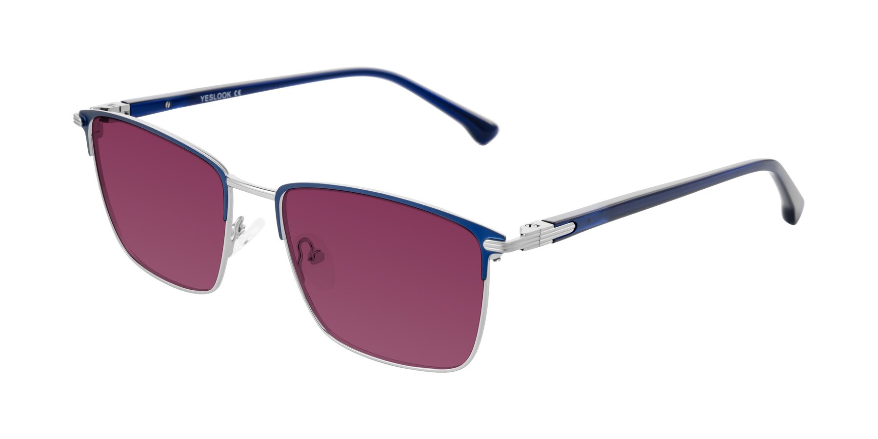 Angle of Casaku in Blue/Silver with Wine Tinted Lenses