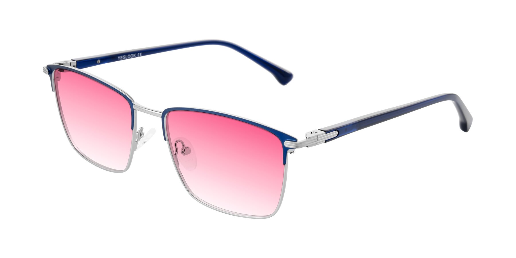 Angle of Casaku in Blue/Silver with Pink Gradient Lenses