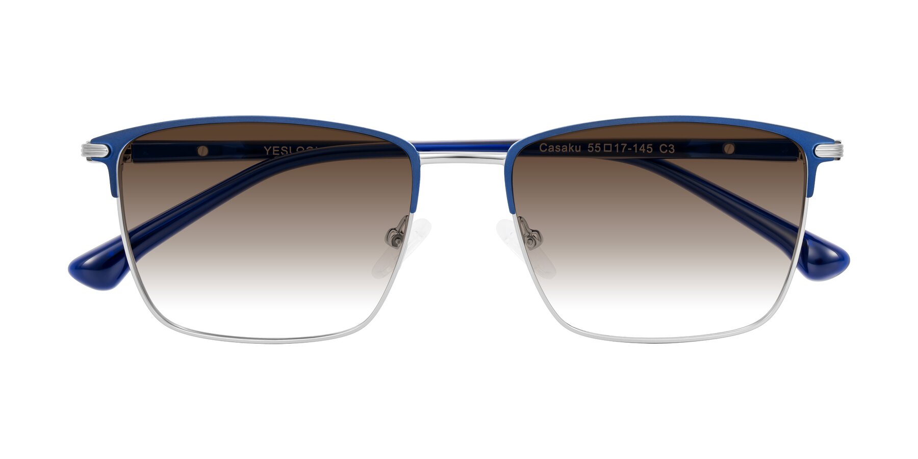 Folded Front of Casaku in Blue/Silver with Brown Gradient Lenses