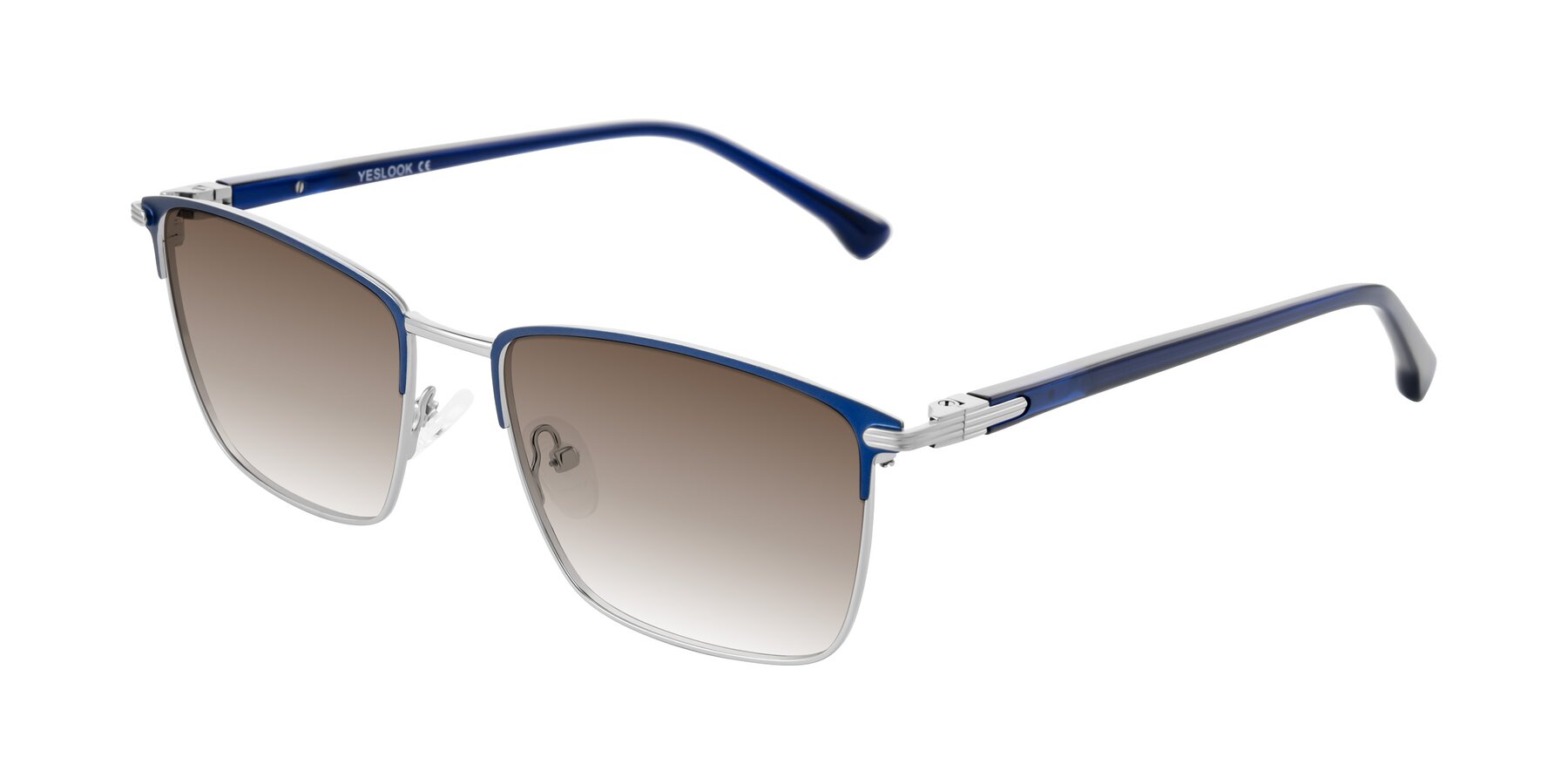 Angle of Casaku in Blue/Silver with Brown Gradient Lenses