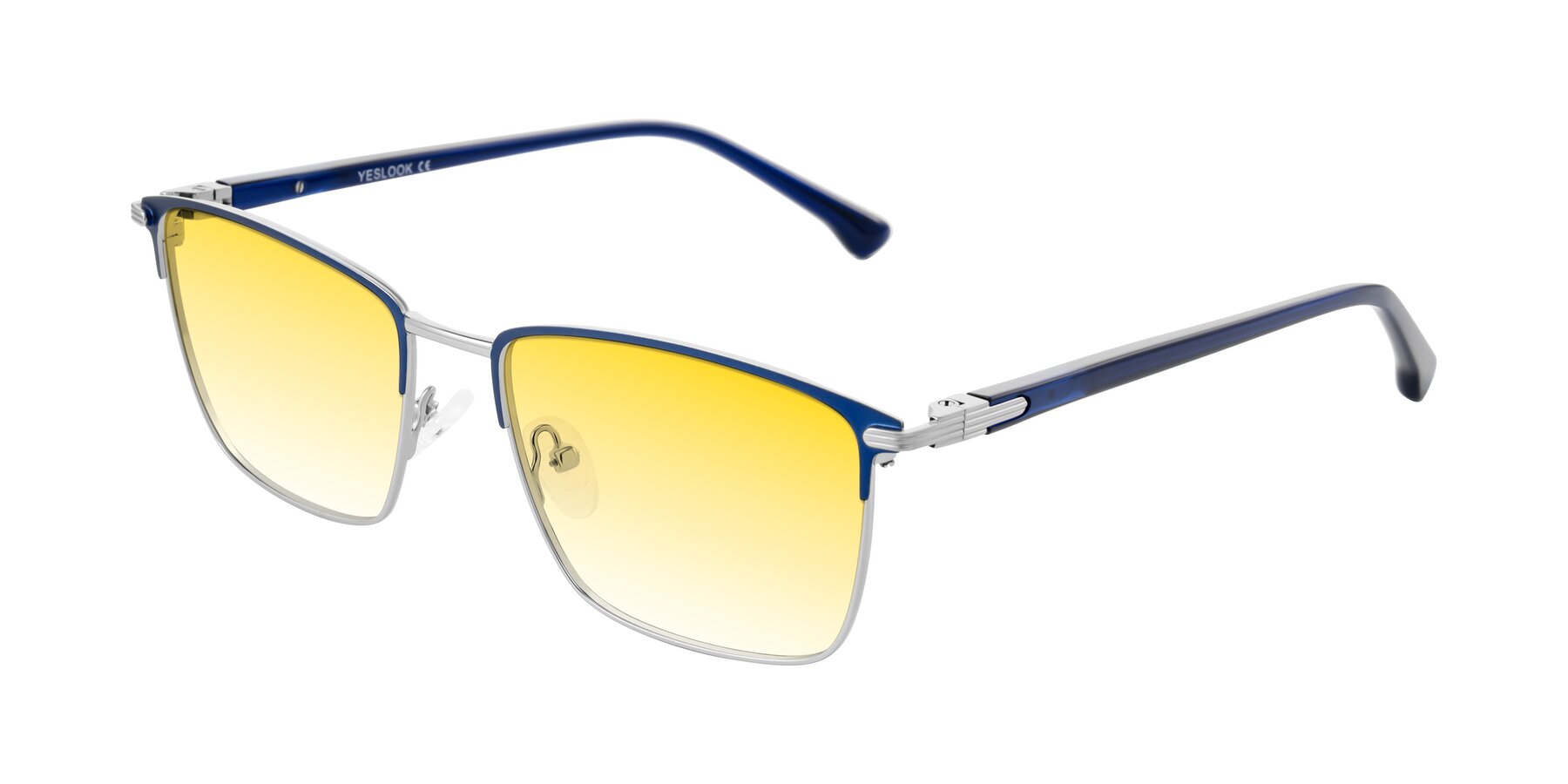 Angle of Casaku in Blue/Silver with Yellow Gradient Lenses