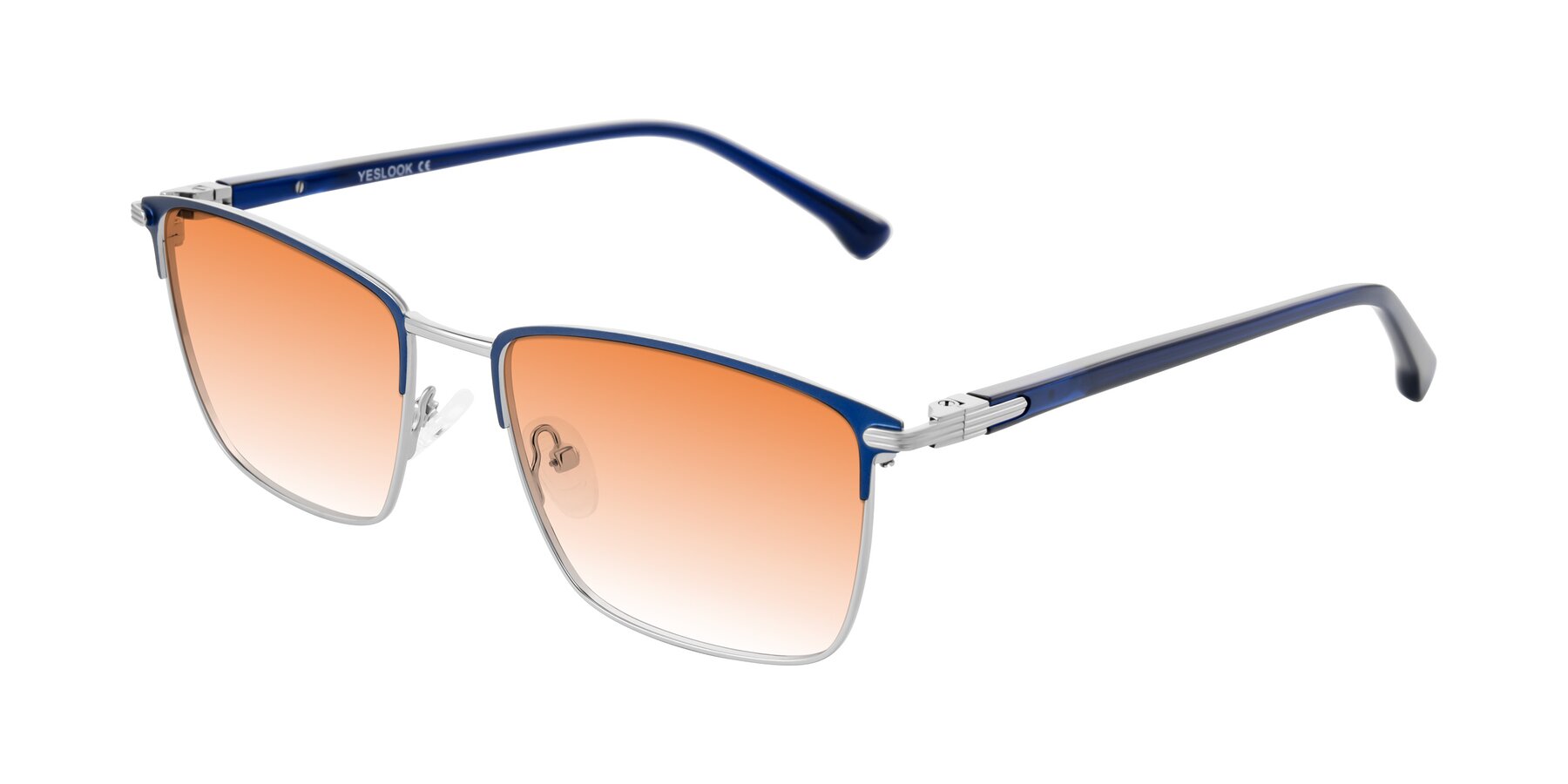 Angle of Casaku in Blue/Silver with Orange Gradient Lenses