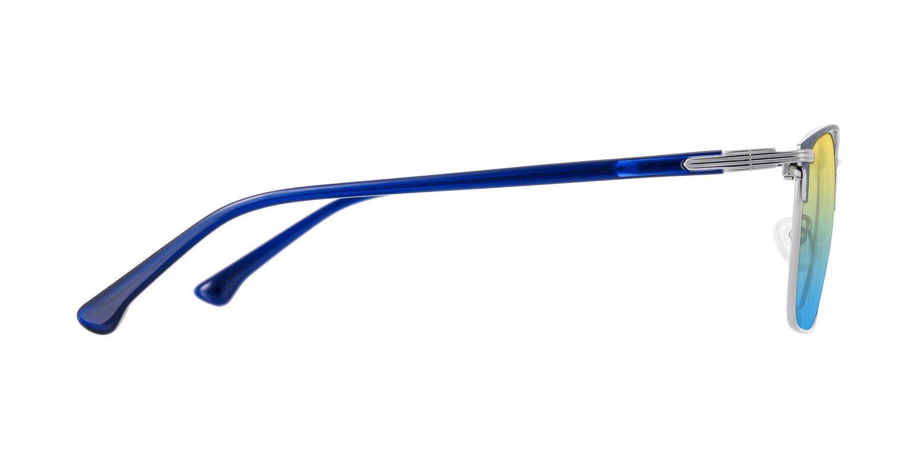 Side of Casaku in Blue/Silver with Yellow / Blue Gradient Lenses