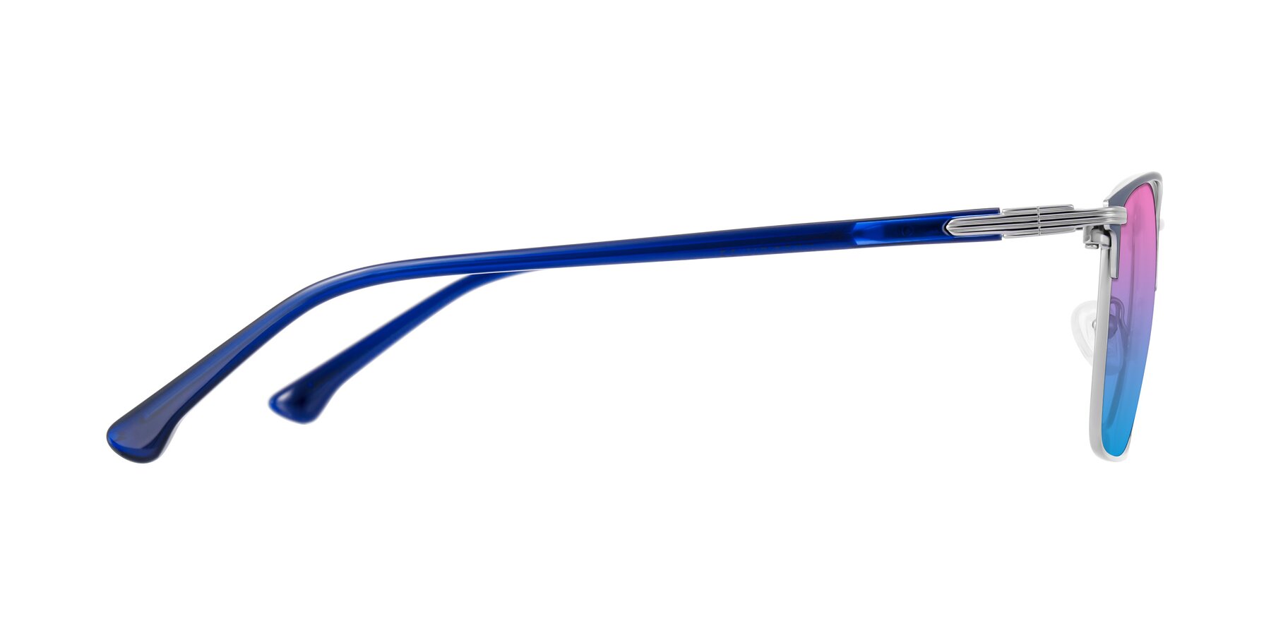 Side of Casaku in Blue/Silver with Pink / Blue Gradient Lenses