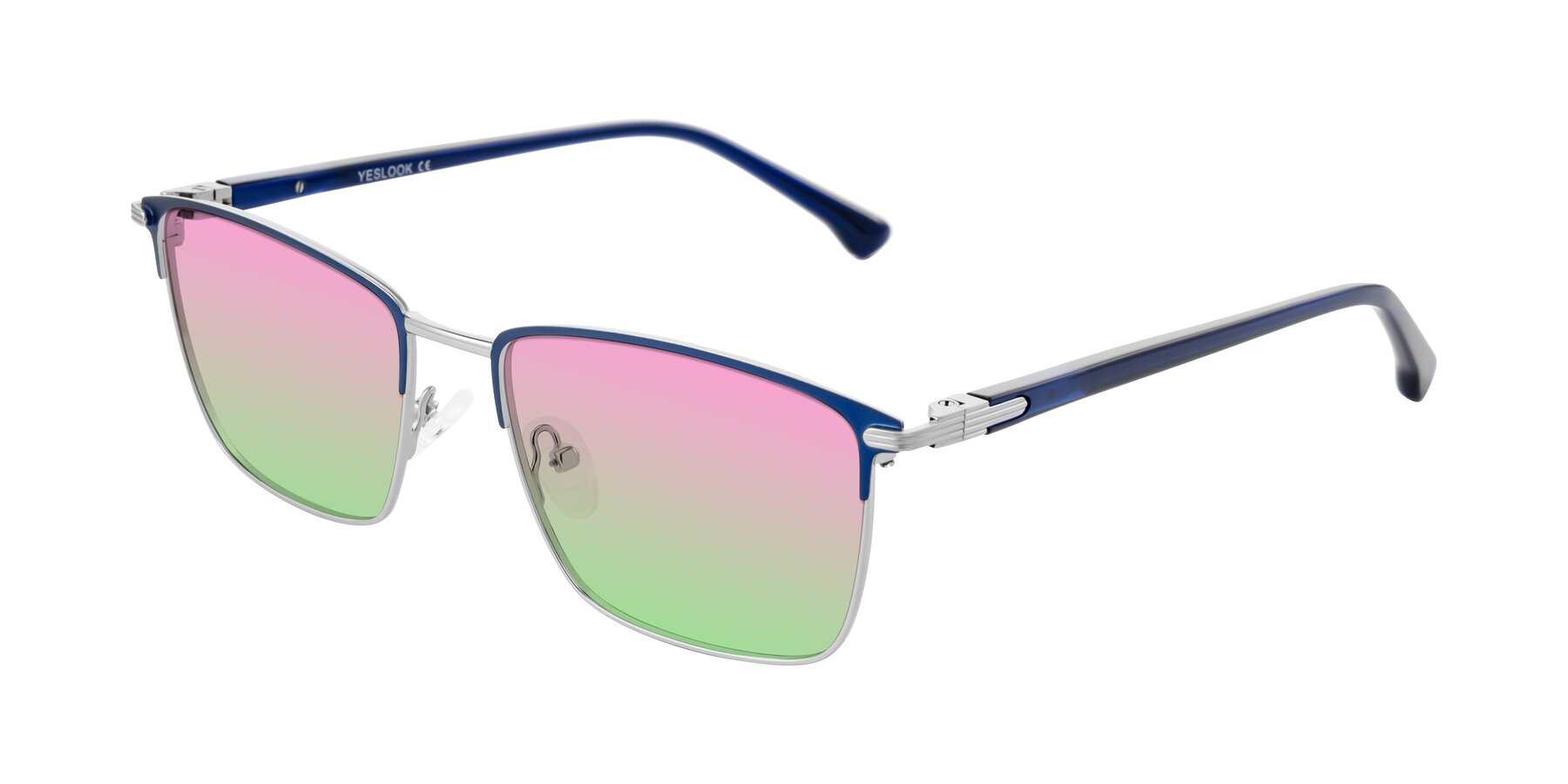 Angle of Casaku in Blue/Silver with Pink / Green Gradient Lenses