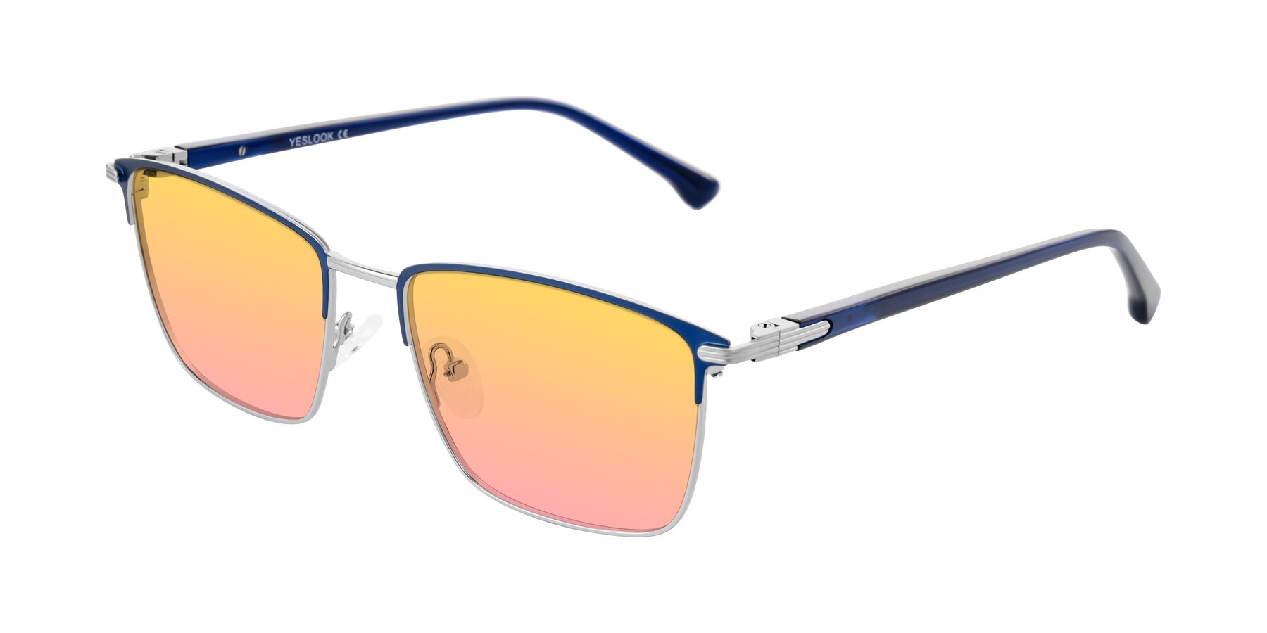 Angle of Casaku in Blue/Silver with Yellow / Pink Gradient Lenses