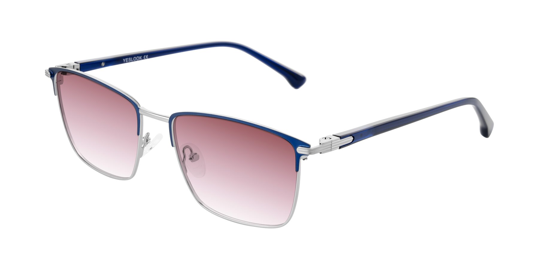 Angle of Casaku in Blue/Silver with Garnet Gradient Lenses