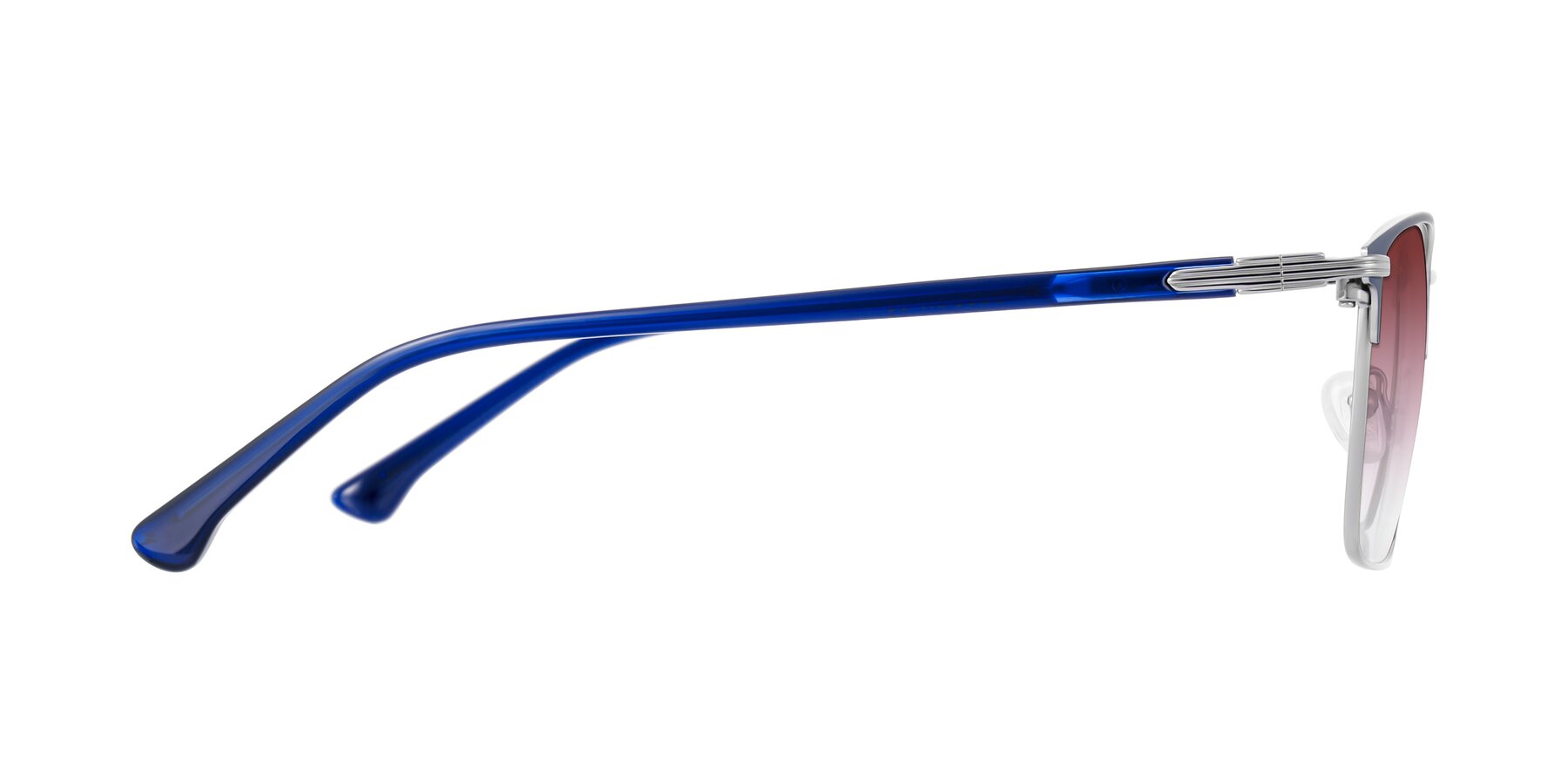 Side of Casaku in Blue/Silver with Garnet Gradient Lenses