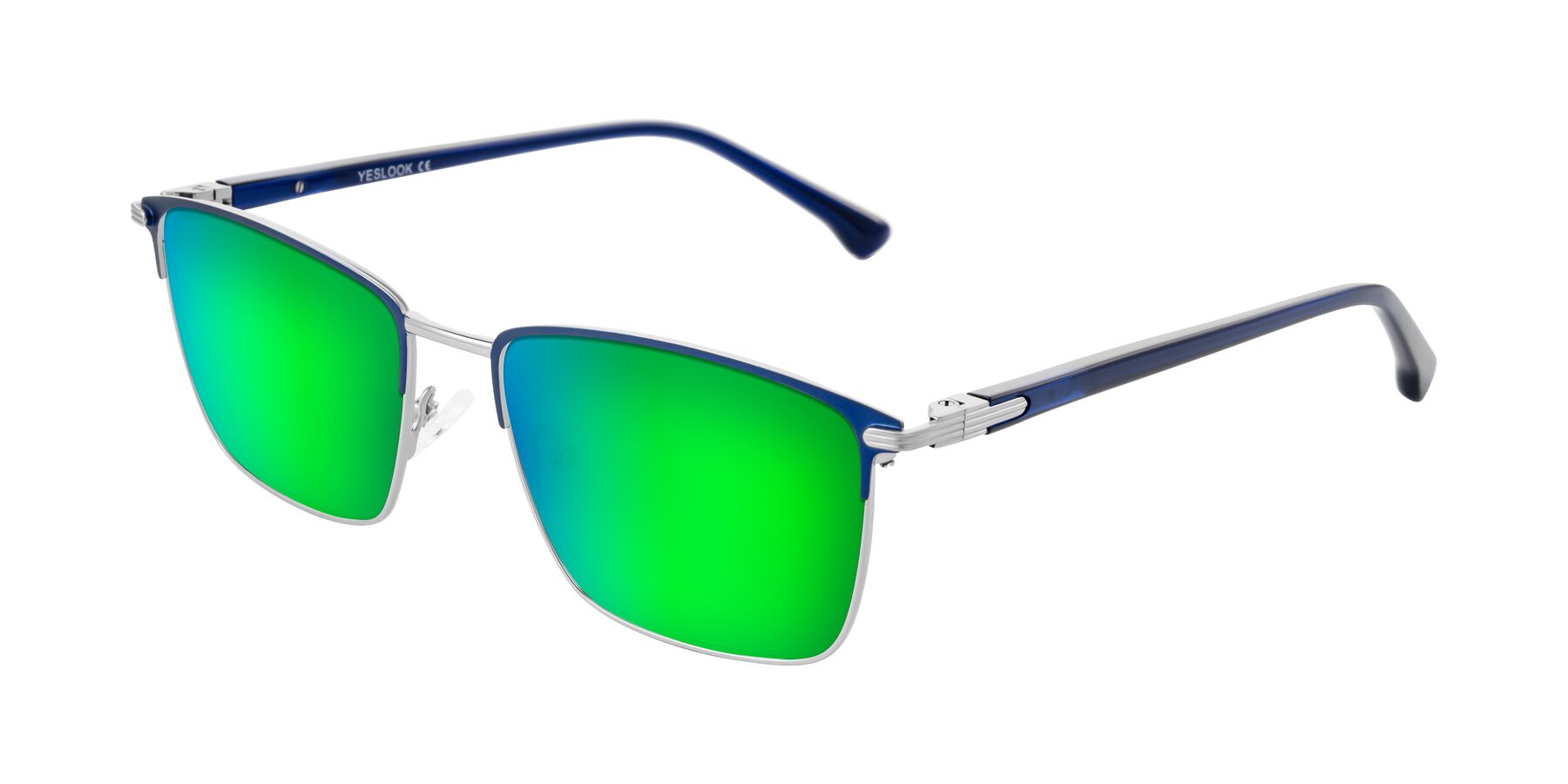 Angle of Casaku in Blue/Silver with Green Mirrored Lenses