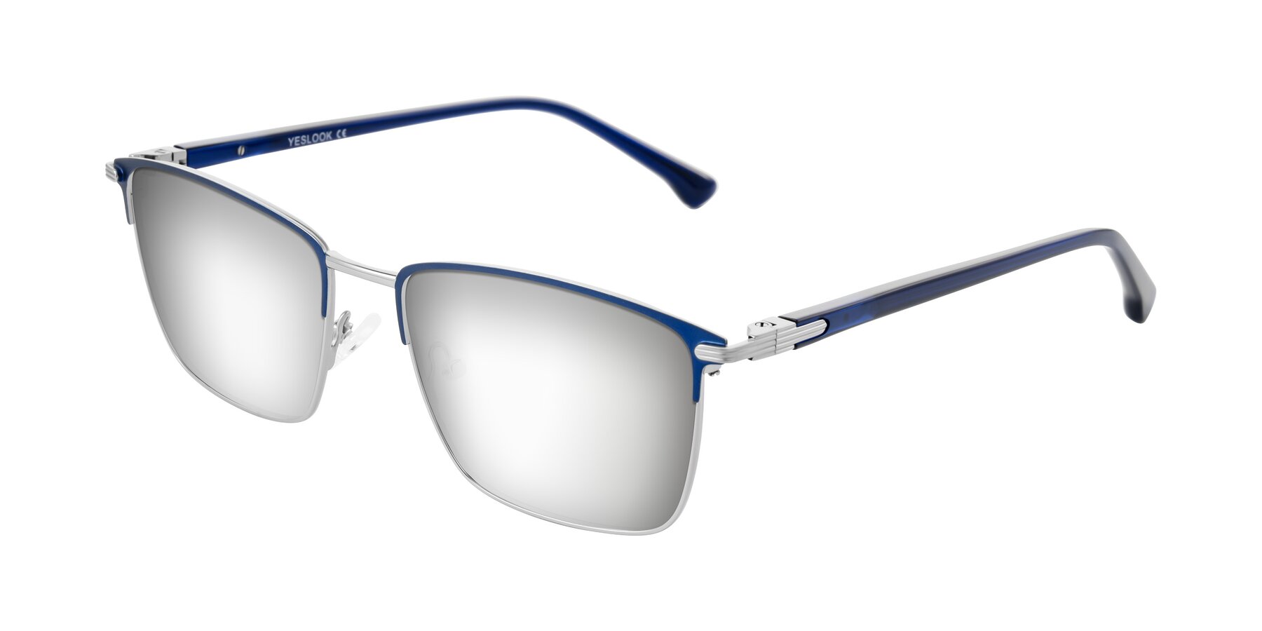 Angle of Casaku in Blue/Silver with Silver Mirrored Lenses