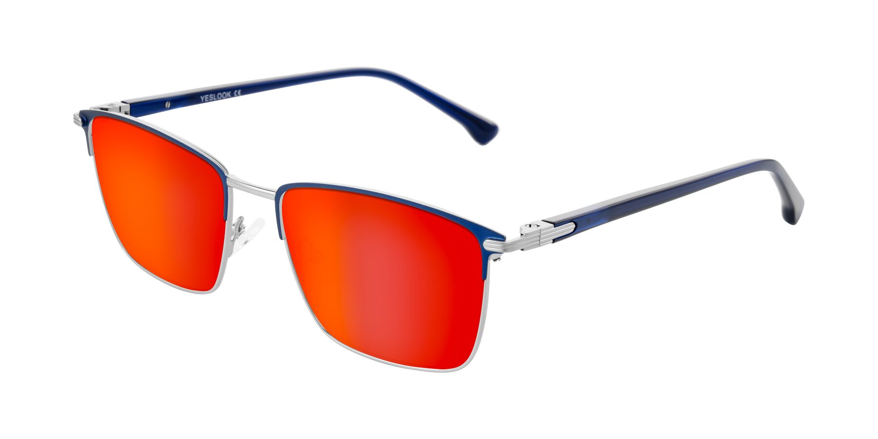 Angle of Casaku in Blue/Silver with Red Gold Mirrored Lenses