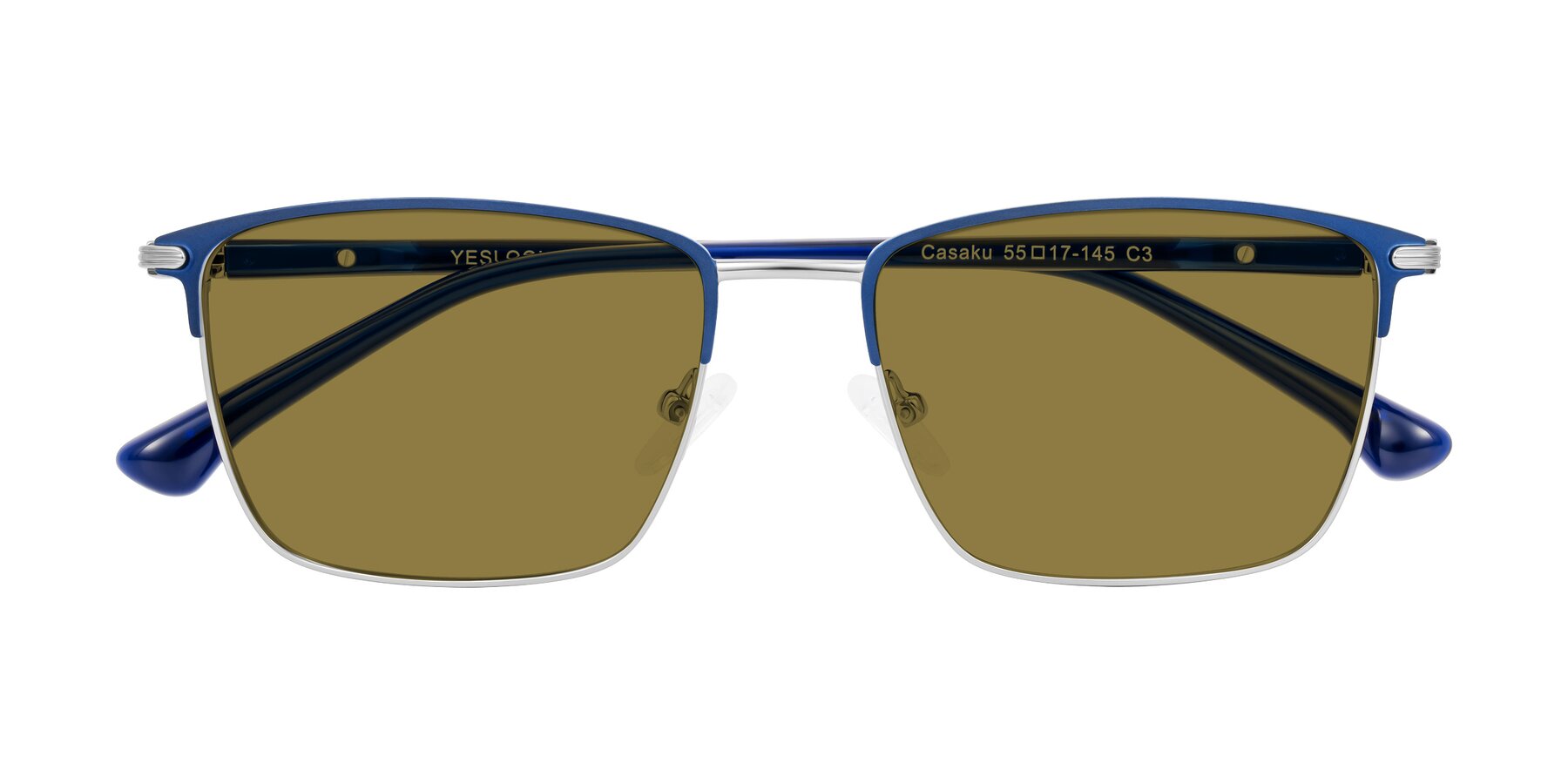 Folded Front of Casaku in Blue/Silver with Brown Polarized Lenses
