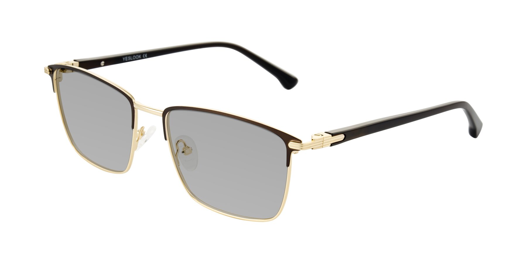 Angle of Casaku in Coffee/Gold with Light Gray Tinted Lenses