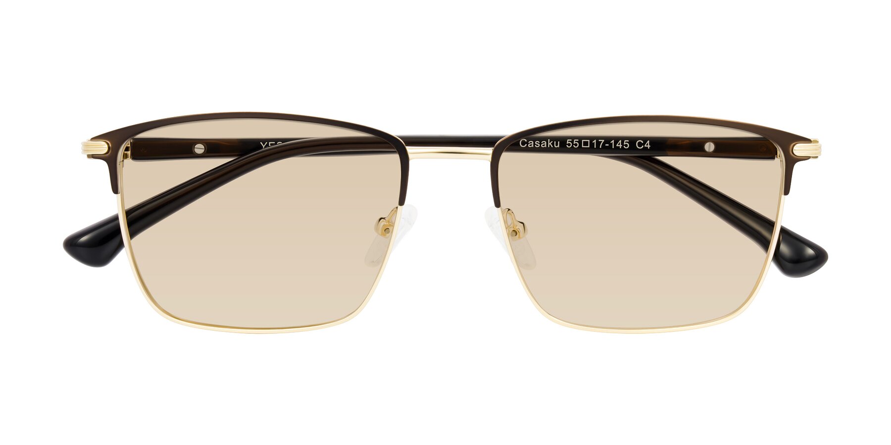 Folded Front of Casaku in Coffee/Gold with Light Brown Tinted Lenses