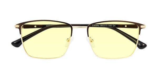 Front of Casaku in Coffee/Gold