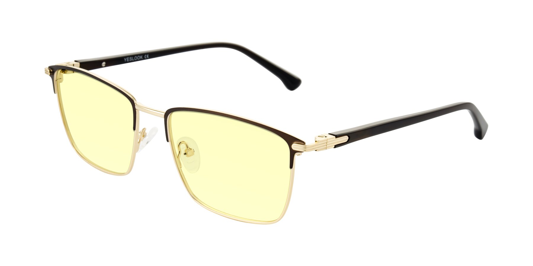 Angle of Casaku in Coffee/Gold with Light Yellow Tinted Lenses