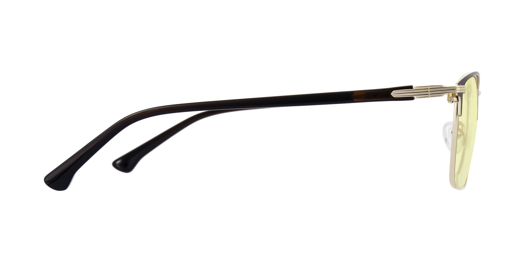 Side of Casaku in Coffee/Gold with Light Yellow Tinted Lenses