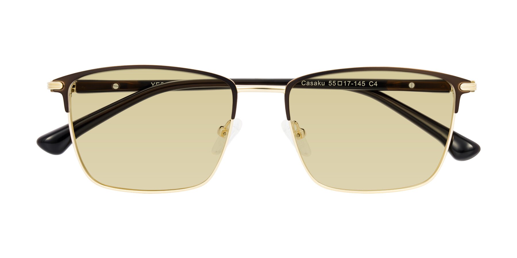 Folded Front of Casaku in Coffee/Gold with Light Champagne Tinted Lenses