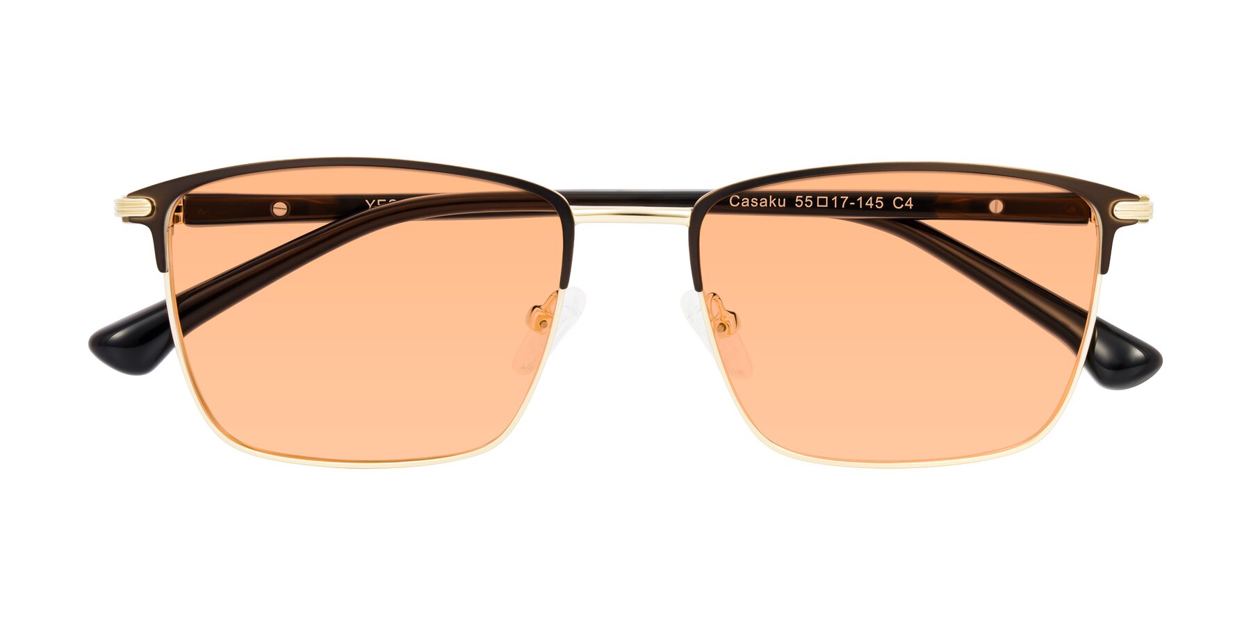 Folded Front of Casaku in Coffee/Gold with Light Orange Tinted Lenses