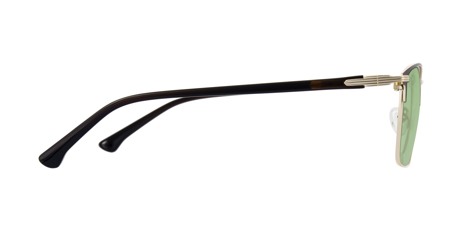 Side of Casaku in Coffee/Gold with Medium Green Tinted Lenses