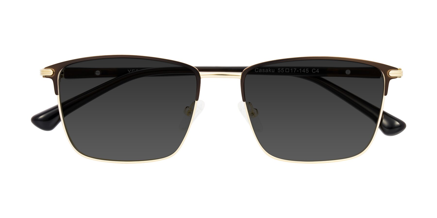 Folded Front of Casaku in Coffee/Gold with Gray Tinted Lenses