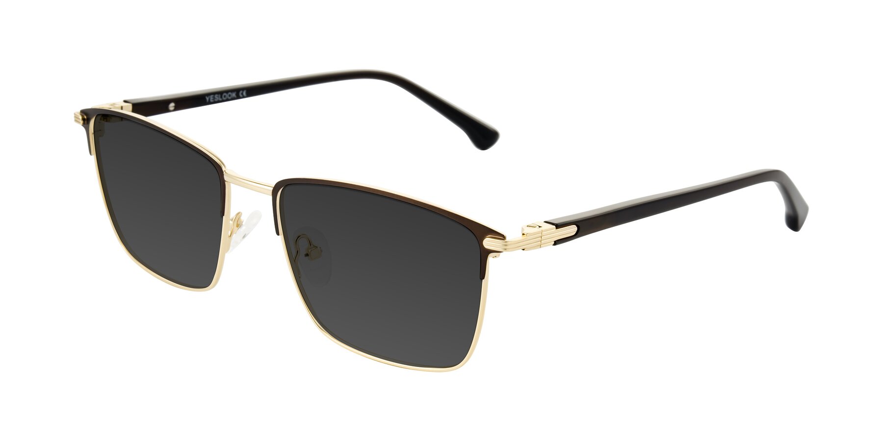 Angle of Casaku in Coffee/Gold with Gray Tinted Lenses