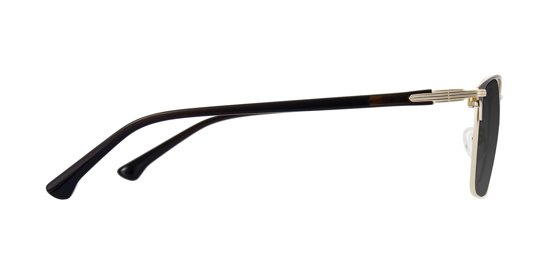 Side of Casaku in Coffee/Gold with Gray Tinted Lenses