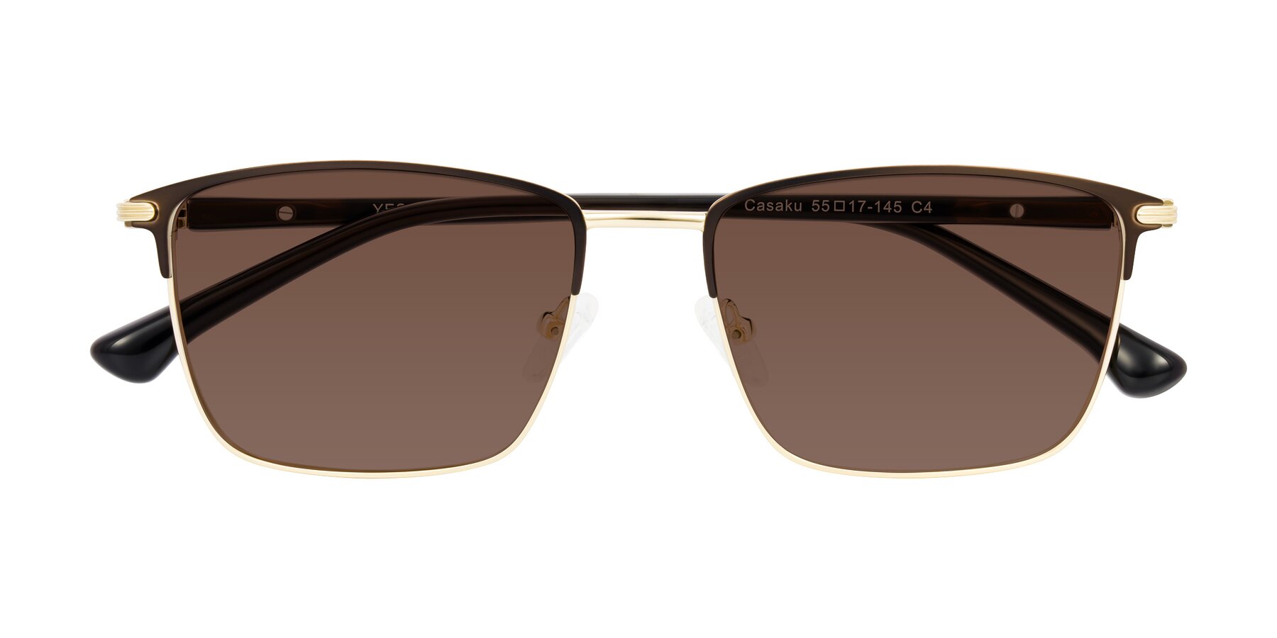 Folded Front of Casaku in Coffee/Gold with Brown Tinted Lenses