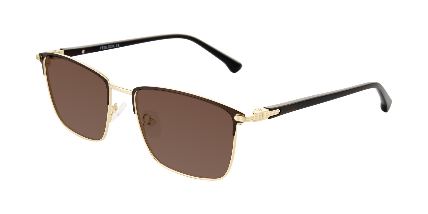 Angle of Casaku in Coffee/Gold with Brown Tinted Lenses