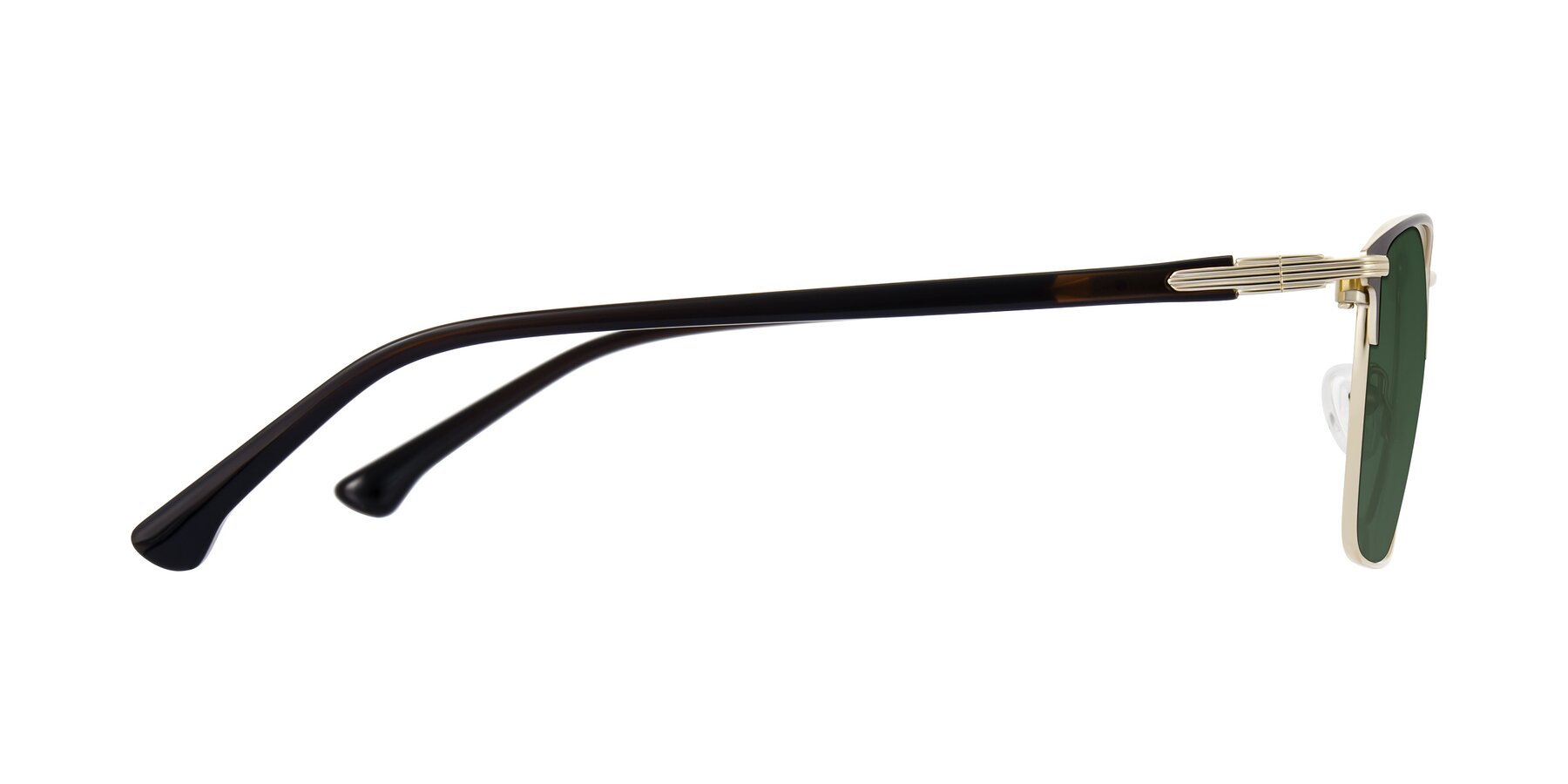 Side of Casaku in Coffee/Gold with Green Tinted Lenses