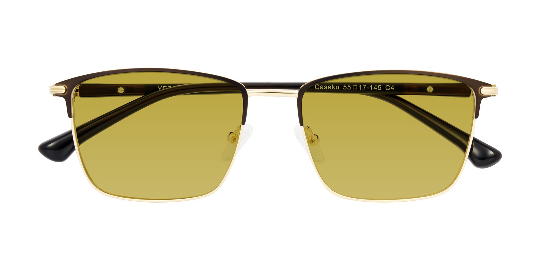 Folded Front of Casaku in Coffee/Gold with Champagne Tinted Lenses