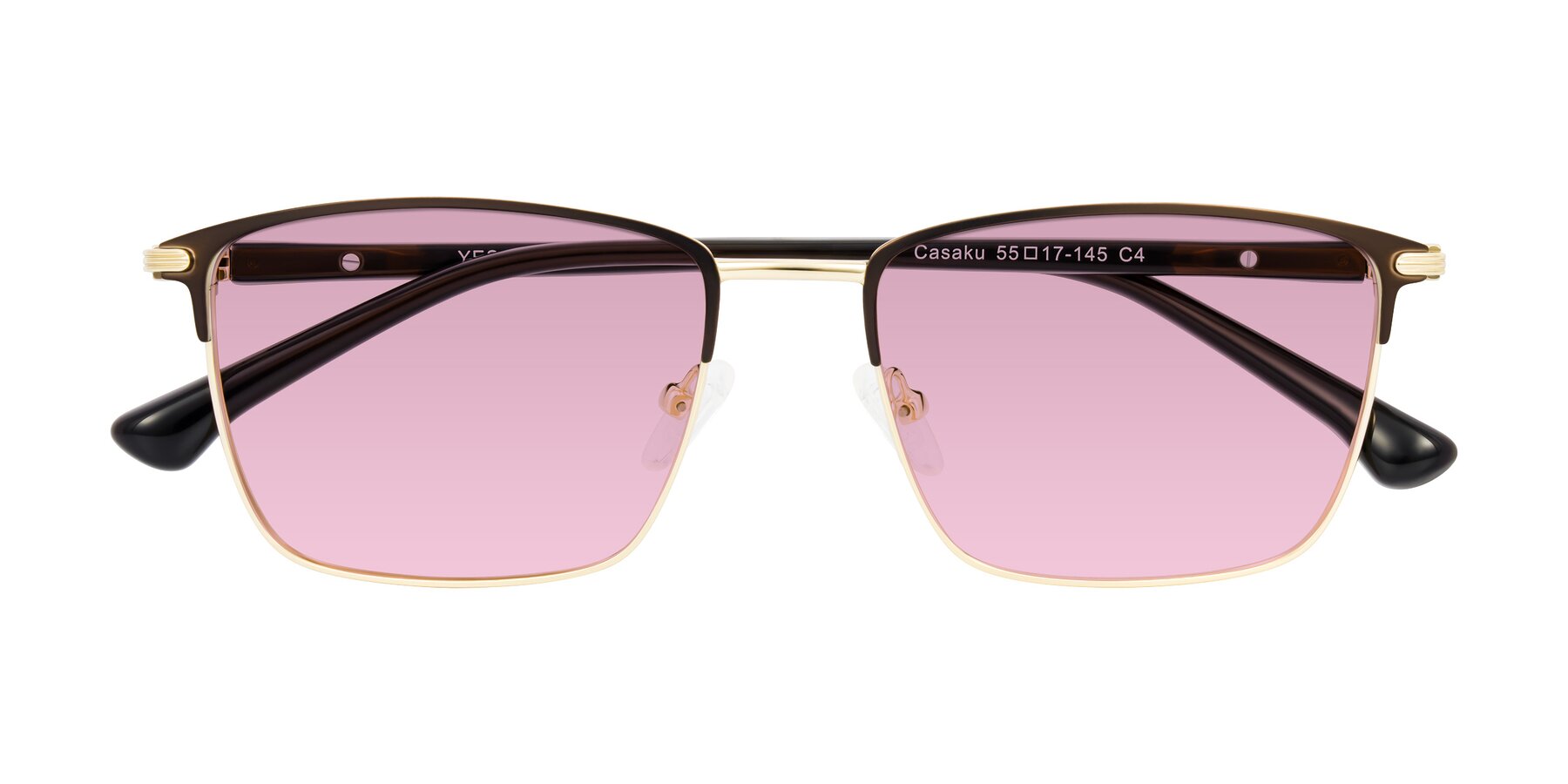 Folded Front of Casaku in Coffee/Gold with Light Wine Tinted Lenses