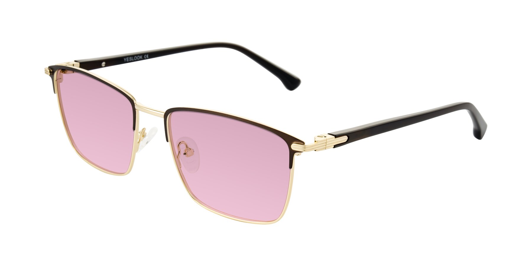 Angle of Casaku in Coffee/Gold with Light Wine Tinted Lenses